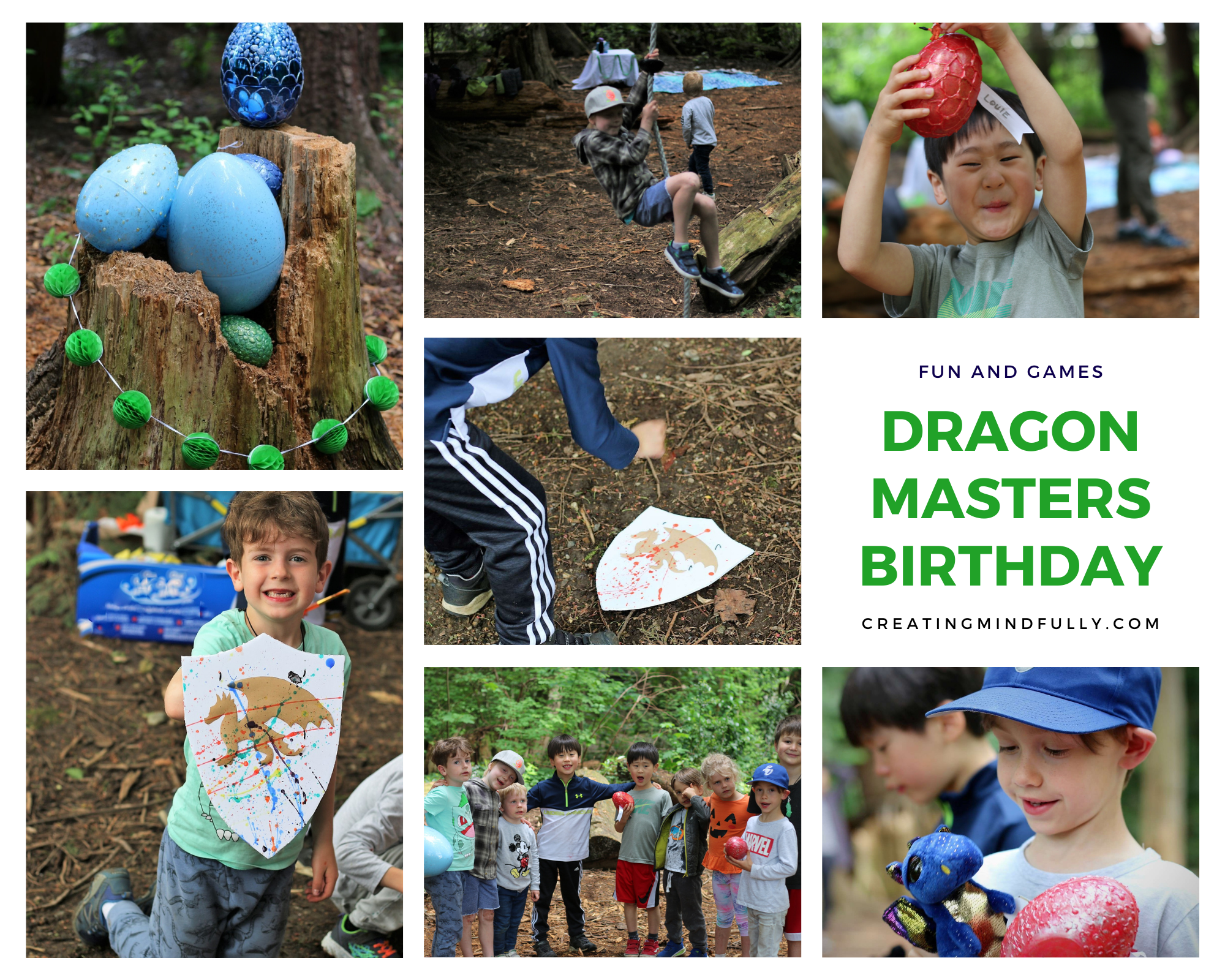 Dragon Masters birthday party game and activity ideas in the forest